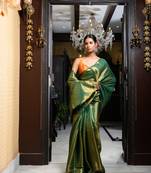 Emerald Green All Over Woven Brocade Banarasi 