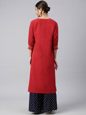 Maroon printed crepe ethnic-kurtis 3