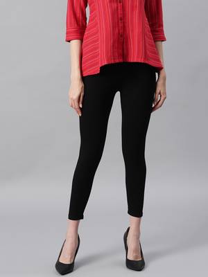 Black plain viscose leggings 1