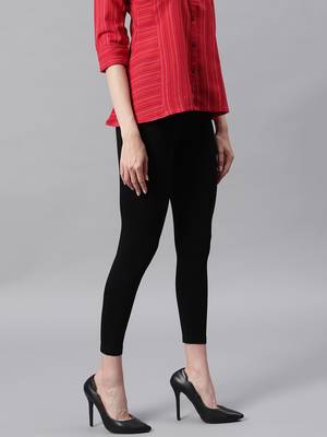 Black plain viscose leggings 3
