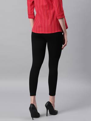 Black plain viscose leggings 4