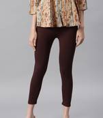 Brown plain viscose leggings