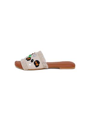 Cr  me Leopard Fringe Flats 4