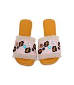 Baby Pink Leopard Fringe Flats