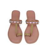 Embroidery Beige Little Heart Kohlapuri 