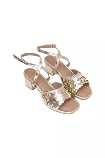 Gold Sequin Embellished Heels