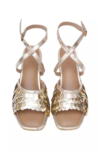 Gold Sequin Embellished Heels