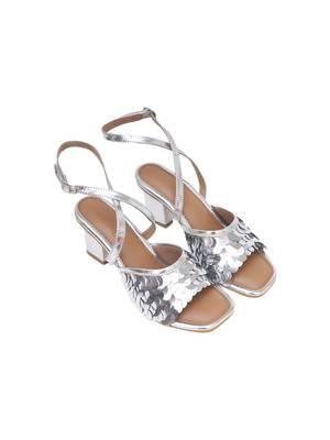 Silver Sequin Embellished Heels 1