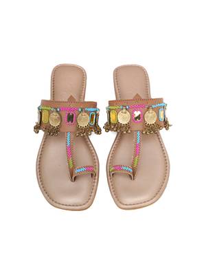 Nadia Coin Embellished Kolhapuri Flats 1