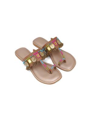 Nadia Coin Embellished Kolhapuri Flats 2