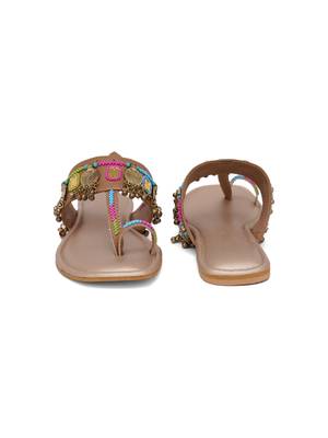 Nadia Coin Embellished Kolhapuri Flats 3