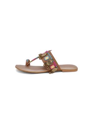 Nadia Coin Embellished Kolhapuri Flats 4