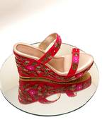 Blossom Red Embellished Wedges