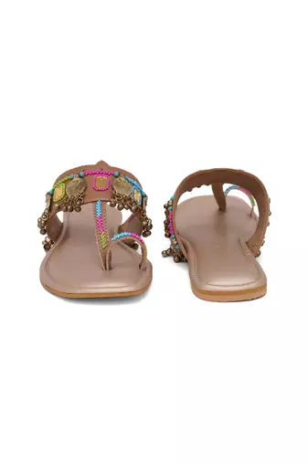 Nadia Coin Embellished Kolhapuri Flats