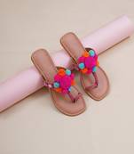 Pink Pom Pom Kolhapuri Flats