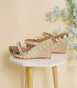 Tiara Gold Embellished Wedges