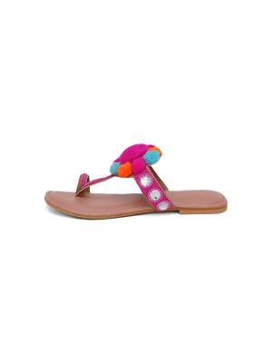 Pink Pom Pom Kolhapuri Flats 5