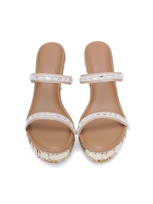 Tiara Gold Embellished Wedges 4
