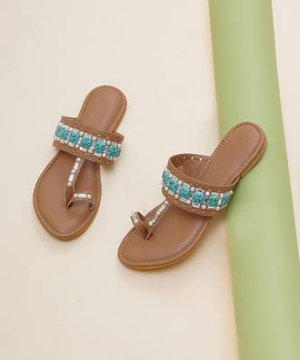 Feroza Stone Embellished Kolhapuri Flats 1