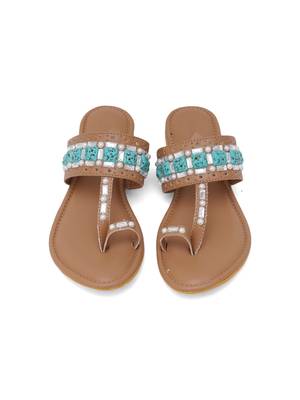 Feroza Stone Embellished Kolhapuri Flats 2