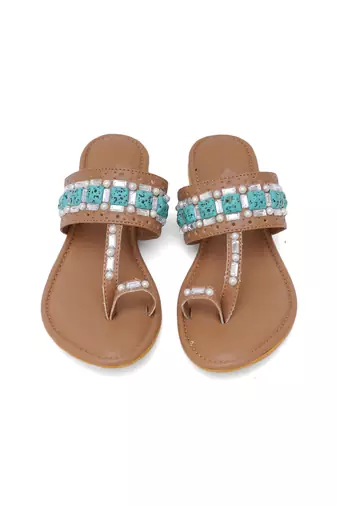 Feroza Stone Embellished Kolhapuri Flats