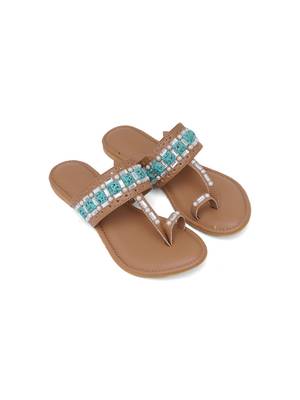 Feroza Stone Embellished Kolhapuri Flats 3