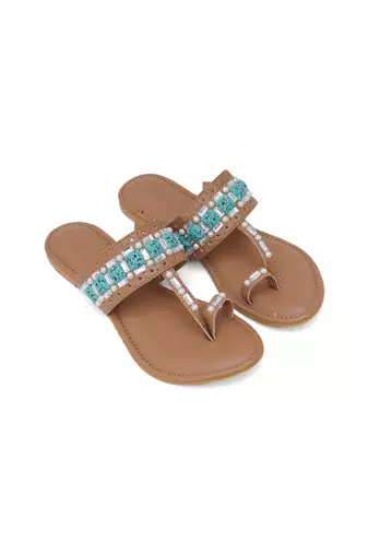 Feroza Stone Embellished Kolhapuri Flats