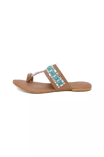 Feroza Stone Embellished Kolhapuri Flats