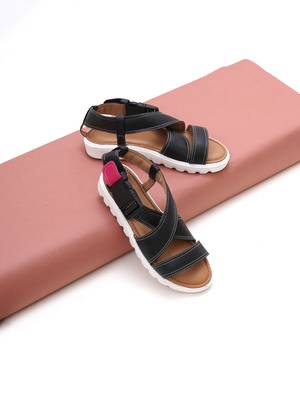 Black Strap Comfortable Flatforms 1