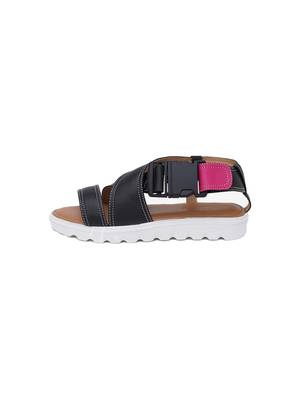 Black Strap Comfortable Flatforms 2