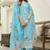Resplendent pure cotton light blue printed salwar suit dupatta