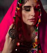 Black or Pink Multi Embroidered Real Mirror Silk Ghagra Choli