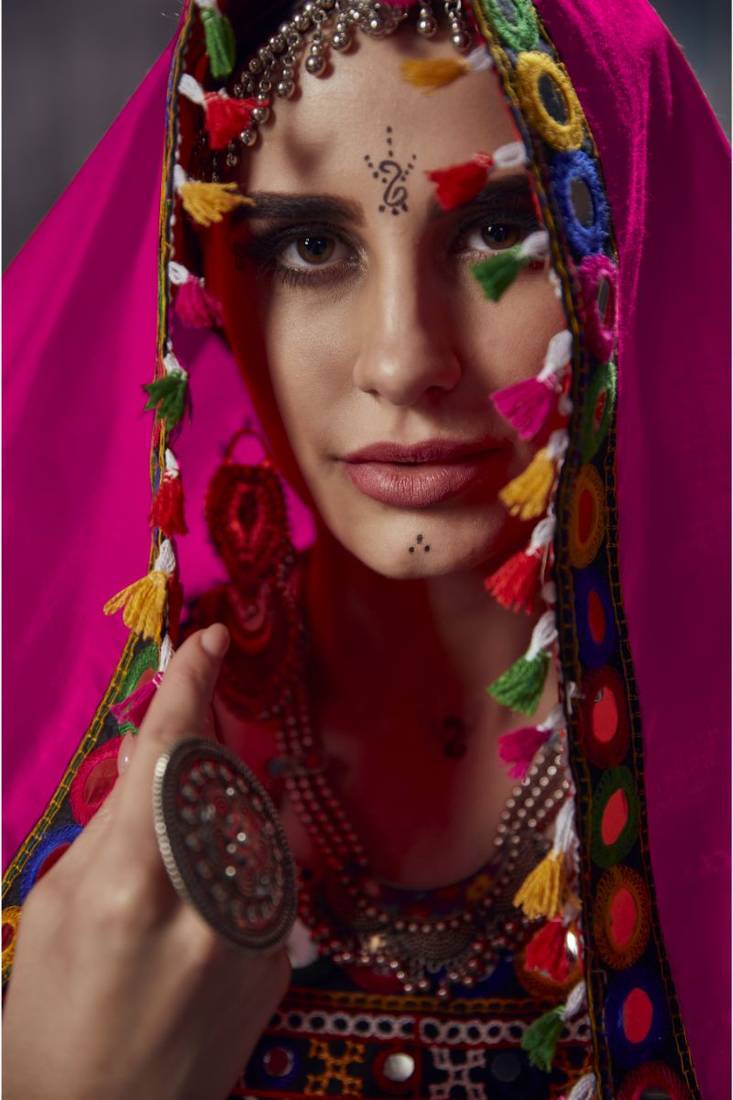 Black or Pink Multi Embroidered Real Mirror Silk Ghagra Choli