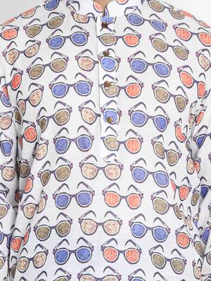 Men'S White Cotton Blend Kurta And Patiala Set 4