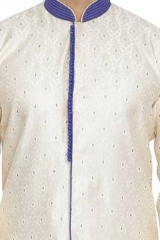 Men'S Beige Silk Blend Sherwani Only Top