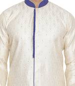 Men'S Beige Silk Blend Sherwani Only Top