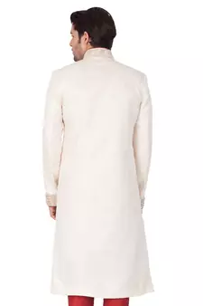 Men'S Beige Silk Blend Sherwani Only Top