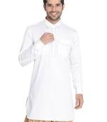 White plain blended cotton men-kurtas