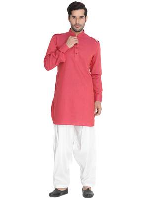 Maroon Woven Blended Cotton Pathani-Suits 1