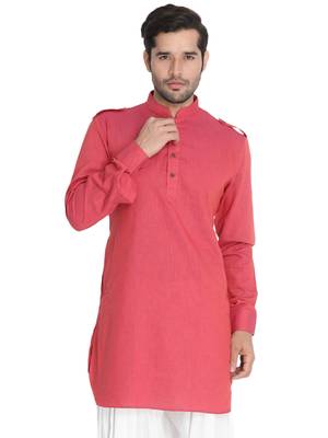 Maroon Woven Blended Cotton Men-Kurtas 1