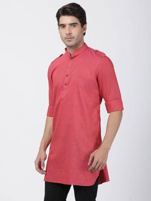 Maroon Woven Blended Cotton Men-Kurtas 3