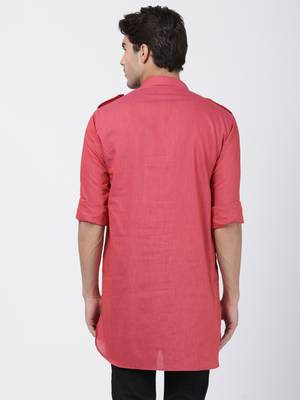 Maroon Woven Blended Cotton Men-Kurtas 5