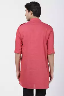 Maroon Woven Blended Cotton Men-Kurtas