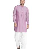 Purple Woven Blended Cotton Pathani-Suits