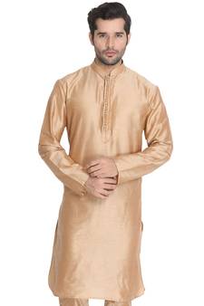 Men'S Gold Cotton Blend Kurta