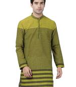 Green woven cotton men-kurtas