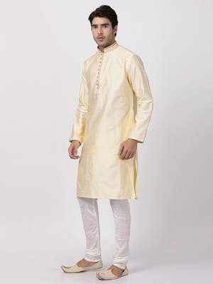 White woven silk blend kurta-pajama 2