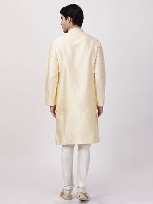 White woven silk blend kurta-pajama 3