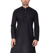 Men'S Black Cotton Linen Blend Kurta