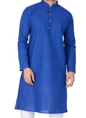 Blue Cotton Linen Blend Kurta 1